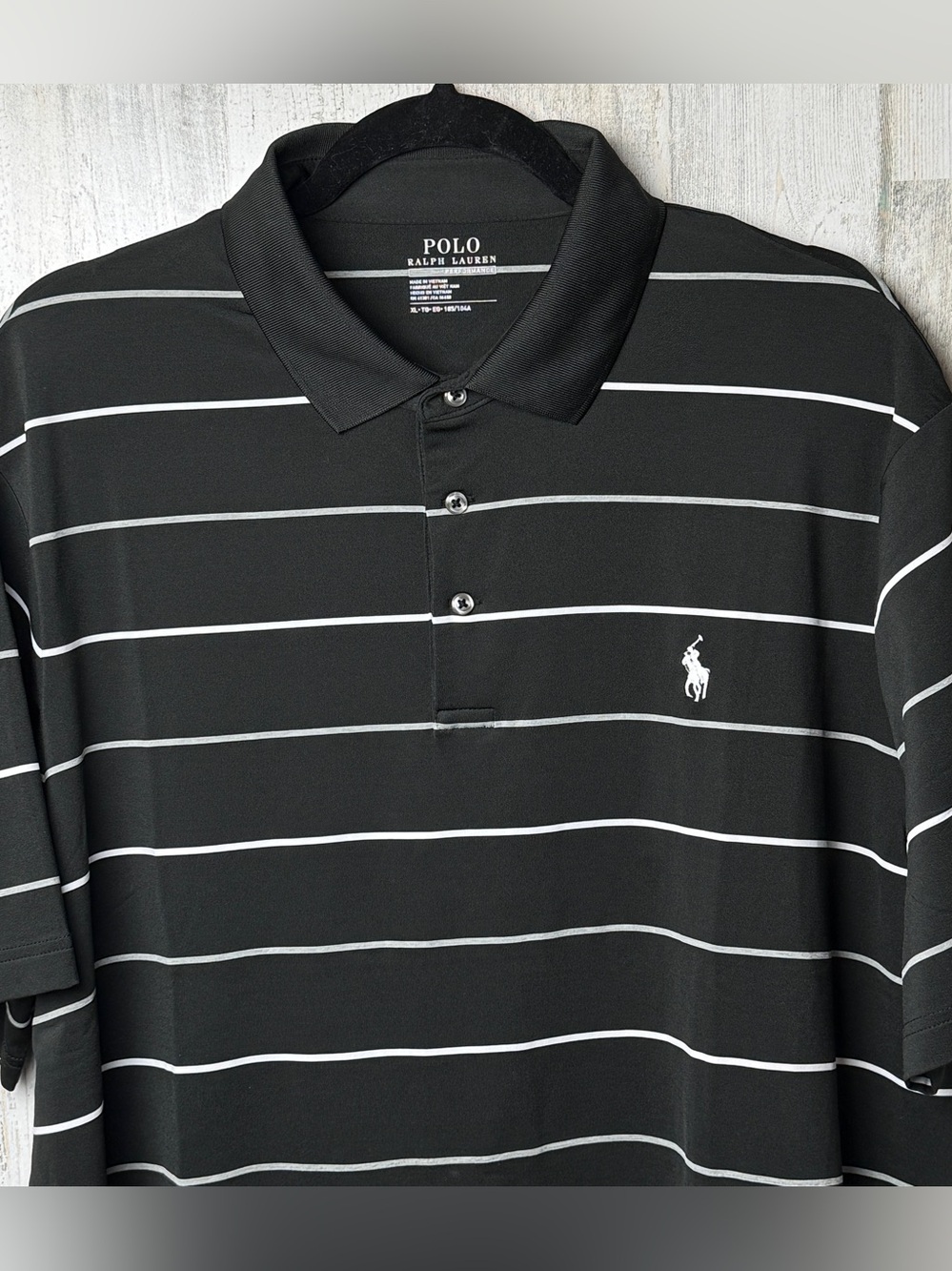 Polo by Ralph Lauren Black with White Stripe Performance Polo